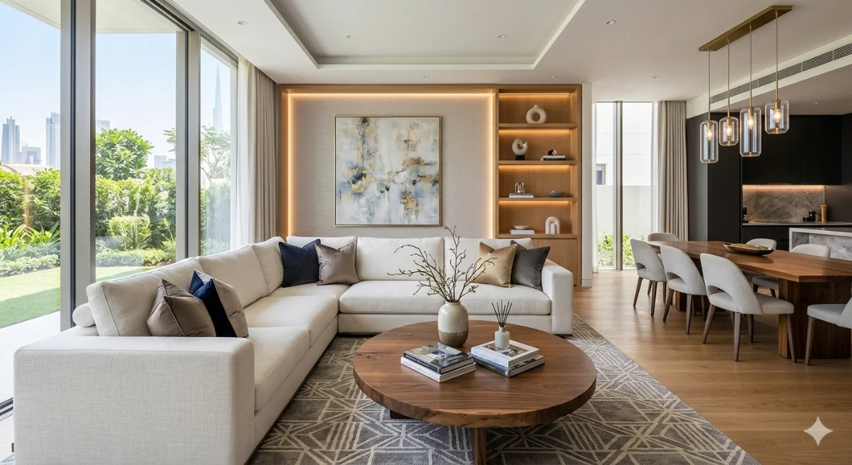 Light-filled living area of an Eden-managed property